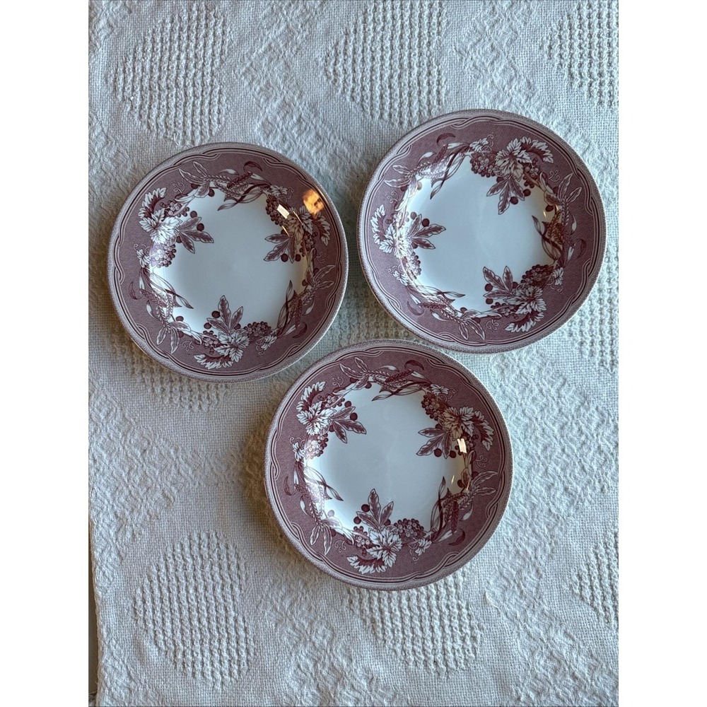 VTG Set of 3 Spode X Williams Sonoma Fulham Red TransferWare 6.5" Plates England